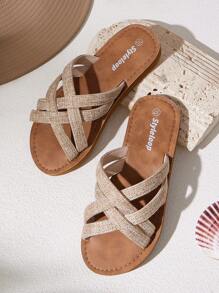 Styleloop Women's Casual Versatile Flat Sandals, Vacation Style - Brown - View 1