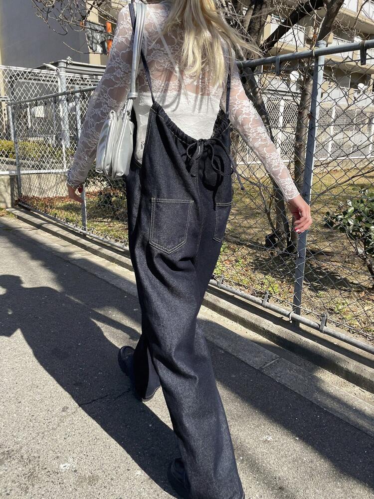 Women's Solid Color Pocket Casual Jumpsuit