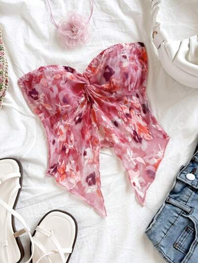 Soleia 舒适的假日露肩上衣，纹理面料，印花图案，适合度假、约会、情人节下午