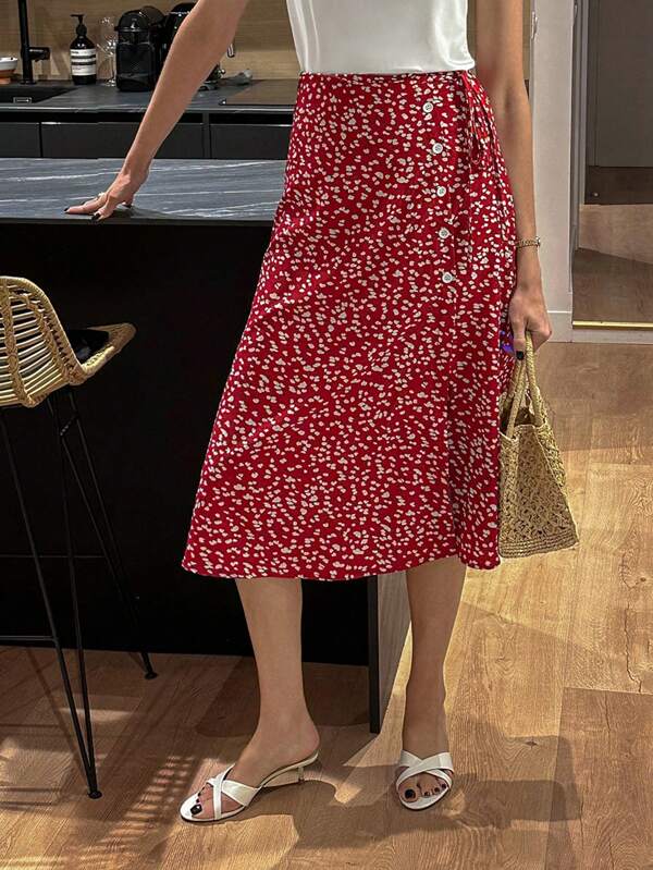 Pariaura Ins Style Front Button Women Skirt