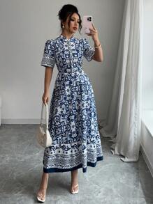 Elenzga Women's Casual Minimalist Short Sleeve Everyday Dress