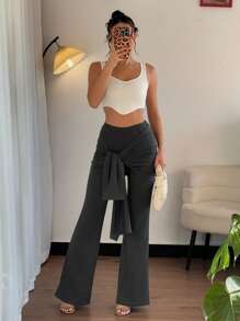 Chiquease Pantalones casuales elegantes de diseño que estilizan y afilan la cintura