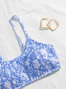 Swim Mod 25 Latest New Summer Ditsy Floral Bandeau Bikini 2 Pieces Swimwear For Women - Blue - View 3