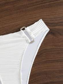 SHEIN Swim Springbreak Women Summer Vacation Beach Holiday Solid Color Textured Swimwear Bottom, Festival Boho