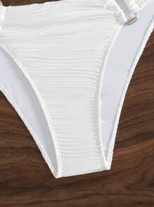 SHEIN Swim Springbreak Women Summer Vacation Beach Holiday Solid Color Textured Swimwear Bottom, Festival Boho