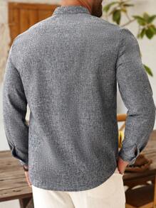 ResortEase Plus Size Men Casual Minimalist Shirt, Suitable For Everyday Wear - Grey - View 2