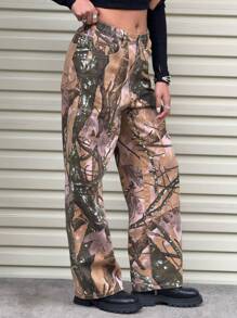 Quần Jeans ống đứng denim denim denim họa tiết rằn ri cạp chun cho bé gái tuổi teen, phong cách ngoài trời năng động - Nhiều màu - Xem 4