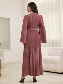 Graceveil Eenvoudige V-hals Flare Mouw Lange Casual Jurk voor Dames