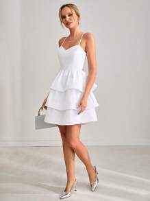 CLARA VERO 优雅风格，公主线，交叉带细节勃艮第礼服 - 酒紅色 - 查看 5