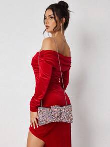 SHEIN SXY Ladies, Women Evening Bags, Clutchs, Crossbody Bags, Fashionable, Elegant, Simple, Personalized, Versatile, Classic, Colorful Pearls, Bowknot, For Cocktail Party, Party, Prom, Club, Date, Birthday, Evening, Date Nigh, Ball, Afternoon Tea, Valentine's Day - Multicolor - View 8