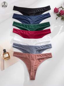 7pcs/Pack Women Seamless Low Waist Comfortable Versatile Thong Panties
