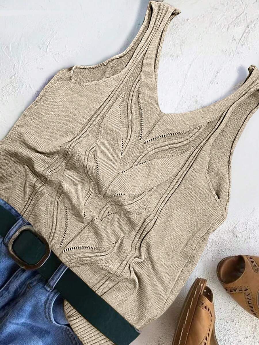 EMERY ROSE 女士纯色 V 领休闲针织背心，秋冬 - 芥末黃 - 查看 1