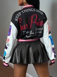 Slaydiva Casual Oversized Street Style Women Long Sleeve Jacket In Fall/Winter - Black - View 2