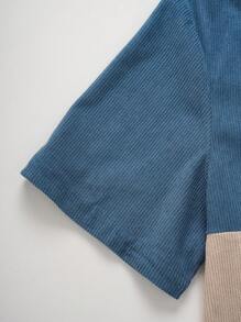 Manfinity Hypemode Men Casual Ribbed Splice Color Block Hooded Short Sleeve T-Shirt