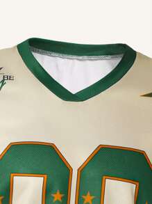 SHEIN 2 Pieces Set: Solid Color Patchwork Short Sleeve T-Shirt And Shorts For Teen Boys - Multicolor - View 5