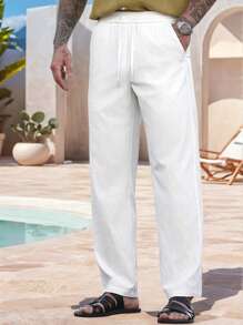 Manfinity RSRT Solid Color Casual Simple Stylish Pants, Daily Wear - White - View 1