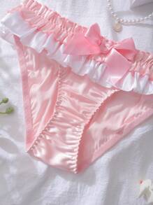 PetitDoll سراويل داخلية للنساء شقراء رقيقة محزمة بطبقات من الدانتيل الأنيقة والوردية - وردي - مشاهدة 4
