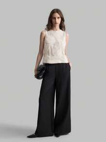 Ontre Blusa clásica de color caqui claro para las cuatro estaciones, blusa elegante con bordado de olas de color marfil para el Día de San Valentín