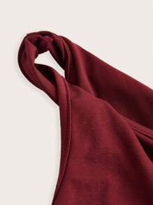 Siren Gaze Elegante top slim da donna con una spalla, a torsione, di colore rosso bordeaux, adatto per il San Valentino