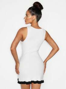 Zolique Black And White Slim Fitting Women's Suspender Sweater Dress, Mini Knitted Sweater Dress, Casual And Sexy Spring And Summer Women's Clothing That Meets Basic Travel Needs