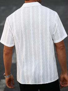 Manfinity CasualCool Heren Casual Jacquard Textuur Korte Mouw Overhemd