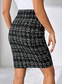 SHEIN Clasi Women's Elegant Faux Leather Pocket With Metal Buckle Skirt, Suitable For Work, Casual And Daily Wear In Summer