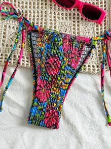 Swim Mod Women Spring Break Beach Vacation Sexy Fashion Printed Fringe Triangle Bikini Set For Summer - Multicolor - View 3