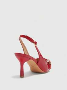 CUCCOO BIZCHIC Sapatos de salto alto de bico fino para mulheres, Saltos finos e sexy, Bombas para festas/escritório em vermelho - Vermelho - Visão 3