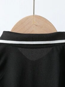 1pc Toddler Boys Casual Polo Collar Striped Short Sleeve Solid Color Romper, Suitable For Summer Outdoor Wear, Infant Baby Boys Clothes, Newborn Baby Romper, Baby Bodysuit, Baby Outfit, 3M-2T