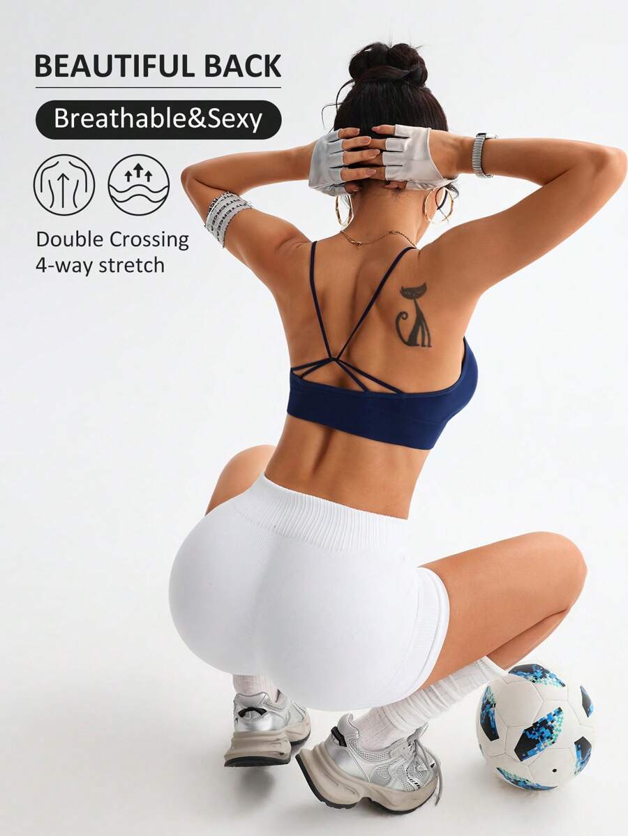 Easithlete Sutiã esportivo sem costura feminino (azul marinho) - Azul marinho - Ver 1