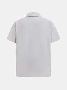 SHEIN Tween Boys' Casual Fashion Contrast Pocket Design Versatile Button-Down Shirt, Suitable For Spring/Summer Outdoor Activities, Hiking - Multicolor - View 3