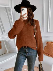 SHEIN LUNE 全新升级高品质厚实保暖女士灰色圆领毛衣