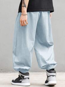 Manfinity EMRG Men's Casual Loose Drawstring Waist Harem Pants - Baby Blue - View 2