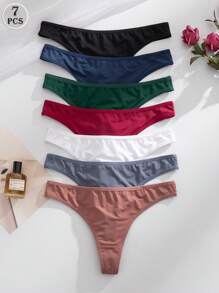 7pcs/Pack Women Seamless Low Waist Comfortable Versatile Thong Panties
