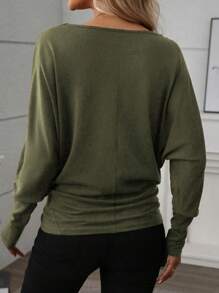 EMERY ROSE Women Solid Color Long Sleeve Minimalist Casual Top, Everyday Wear Fall Cloth For Women