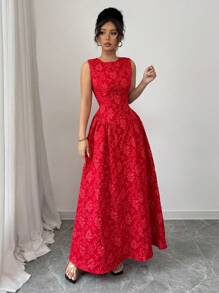 Chiquease 女士露背无袖优雅连衣裙 - 紅色 - 查看 5