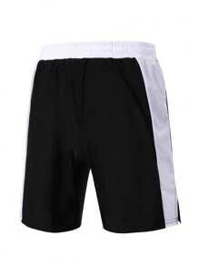 Manfinity Sport Corelite Men's Contrast Color Elastic Waist Pockets Loose Sports Shorts - Black - View 5