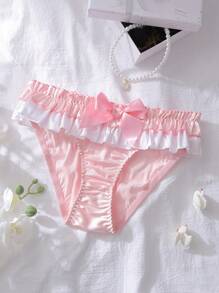 PetitDoll سراويل داخلية للنساء شقراء رقيقة محزمة بطبقات من الدانتيل الأنيقة والوردية - وردي - مشاهدة 1