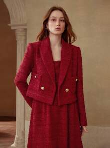 MOTF PREMIUM DOUBLE BUTTON TWEED BLAZER