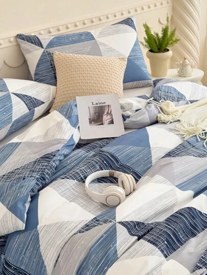 Soft Microfiber Duvet Cover Set, Classic Geometric Pattern - Best 2/3 PiecesDuvet Cover/Bedding Set - Includes 1 Duvet Cover And 1/2 Pillow Shams - Affordable, High Quality, Fits Twin, Queen, King, Full Size Beds