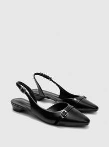 CUCCOO BIZCHIC 低跟露趾高跟鞋，经典封闭式方头粗跟女式正式高跟鞋，婚礼/晚会鸡尾酒会鞋，夏季 - 黑色 - 查看 1