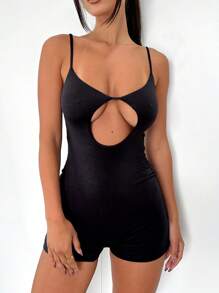 Women's Sexy Solid Color Hollow Out Spaghetti Strap Jumpsuit