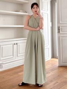 DAZY 女士无袖露背吊带连体裤 - 綠色 - 查看 5