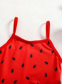 SHEIN Maillot de bain une pièce imprimé pastèque pour bébé fille, vacances à la plage