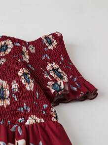 Breezaya Vestito corto elegante da donna taglie forti, con spalle scoperte, con motivo floreale, adatto per vacanze ed uso quotidiano, in primavera ed estate, a maniche corte