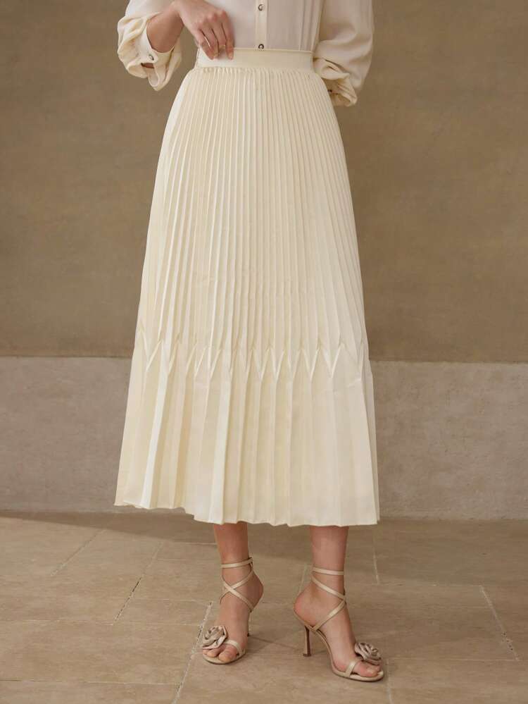 PLEATED ELASTIC WAIST SKIRT
