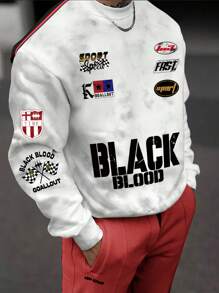 Manfinity LEGND 男士休闲扎染字母印花棒球运动衫 - 白色 - 查看 1