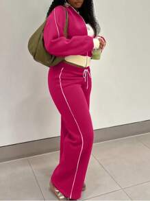 INAWLY 2 件女式纯色运动衫和连帽运动服套装