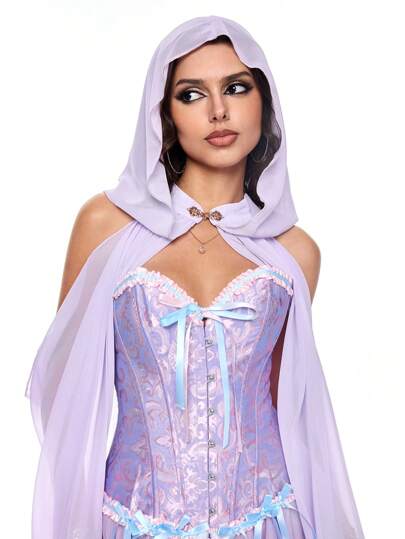 Fairycore Vintage Forest Fairy Queen Open Shoulder Hooded Cloak