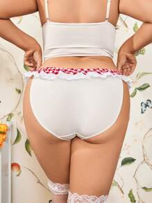 Whimsical SpringBreakOutfit  Delicate Lace Bachelorette Grown Women Fits Sweet Plaid Bow Plus Size Ladies Briefs - Multicolor - View 2